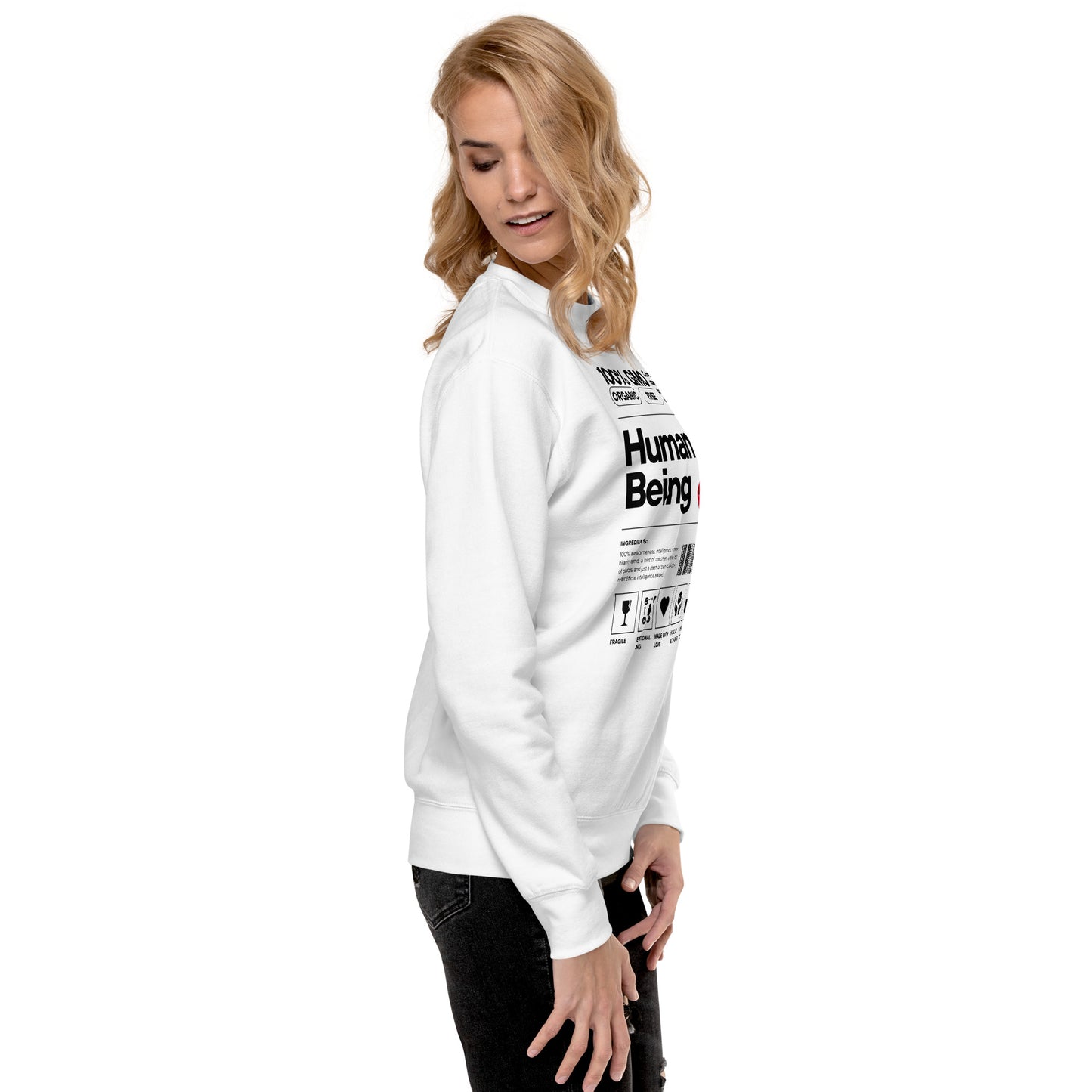 Sarcasmic Human Unisex Premium Sweatshirt (White)